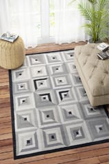 IMPERIAL KNOTS CHARCOAL AZTEC KILIM HAND WOVEN DHURRIE 4X6 FEET