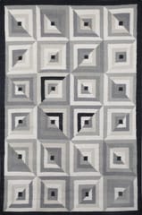 IMPERIAL KNOTS CHARCOAL AZTEC KILIM HAND WOVEN DHURRIE 4X6 FEET