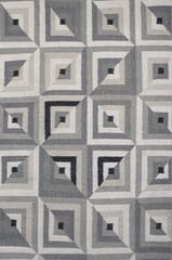 IMPERIAL KNOTS CHARCOAL AZTEC KILIM HAND WOVEN DHURRIE 4X6 FEET