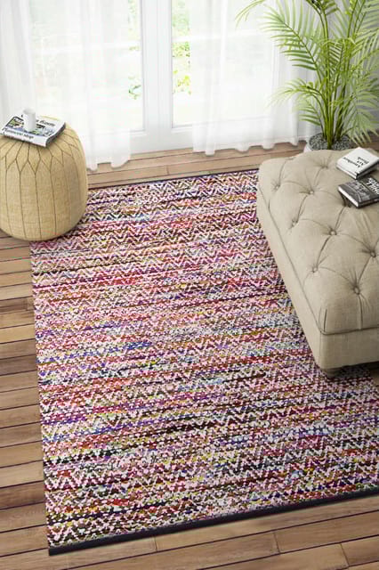IMPERIAL KNOTS MULTICOLOR CHINDI HAND WOVEN DHURRIE 4X6 FEET