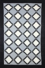IMPERIAL KNOTS GREY AND BLACK AZTEC HAND WOVEN KILIM DHURRIE 4X6 FEET