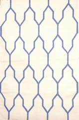 IMPERIAL KNOTS IVORY BLUE TRELLIS HAND WOVEN DHURRIE 4X6 FEET