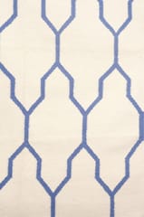 IMPERIAL KNOTS IVORY BLUE TRELLIS HAND WOVEN DHURRIE 4X6 FEET