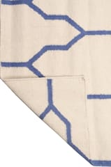 IMPERIAL KNOTS IVORY BLUE TRELLIS HAND WOVEN DHURRIE 4X6 FEET