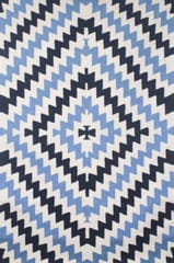 IMPERIAL KNOTS IVORY BLUE AZTEC HAND WOVEN KILIM DHURRIE 4X6 FEET