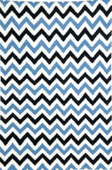 IMPERIAL KNOTS BLUE BLACK CHEVRON HAND WOVEN DHURRIE 4X6 FEET