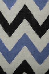 IMPERIAL KNOTS BLUE BLACK CHEVRON HAND WOVEN DHURRIE 4X6 FEET