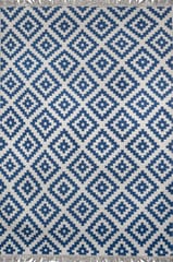 IMPERIAL KNOTS NAVY BLUE IVORY PIXEL KILIM HAND WOVEN DHURRIE 4X5.6 FEET