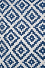 IMPERIAL KNOTS NAVY BLUE IVORY PIXEL KILIM HAND WOVEN DHURRIE 4X5.6 FEET