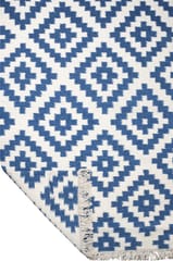 IMPERIAL KNOTS NAVY BLUE IVORY PIXEL KILIM HAND WOVEN DHURRIE 4X5.6 FEET