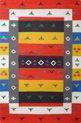 IMPERIAL KNOTS MULTICOLOR GABBEH KILIM HAND WOVEN DHURRIE 4.3X6.3 FEET