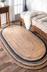 IMPERIAL KNOTS BLACK AND NATURAL JUTE HAND WOVEN DHURRIE 3X5 FEET