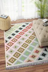 IMPERIAL KNOTS MULTICOLOR PIXEL KILIM HAND WOVEN DHURRIE 3X5 FEET
