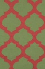 IMPERIAL KNOTS GREEN AND RED MOROCCAN HAND WOVEN DHURRIE 3X5 FEET