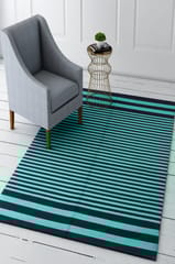 IMPERIAL KNOTS BLUE STRIPES HAND WOVEN DHURRIE 3X5 FEET