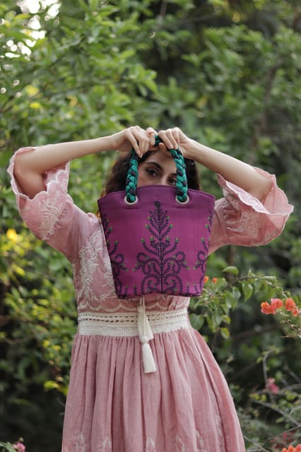 Draupadi -Mauve Woven Whimsy Braided Bag