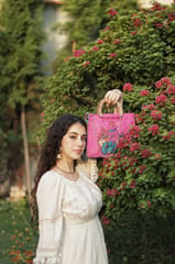 Draupadi -Blush Floral Woodcraft Clutch