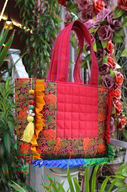 Draupadi -Floral Finesse Tote Bag