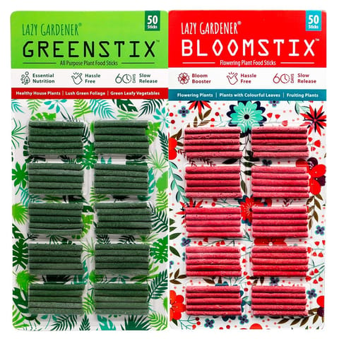 Lazy Gardener -Fertilizer Food Sticks Combo Pack - Greenstix + Bloomstix