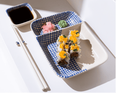 The Indian Rose - Neel- Sushi/ Chip and Dip Set with Chopstick Holder