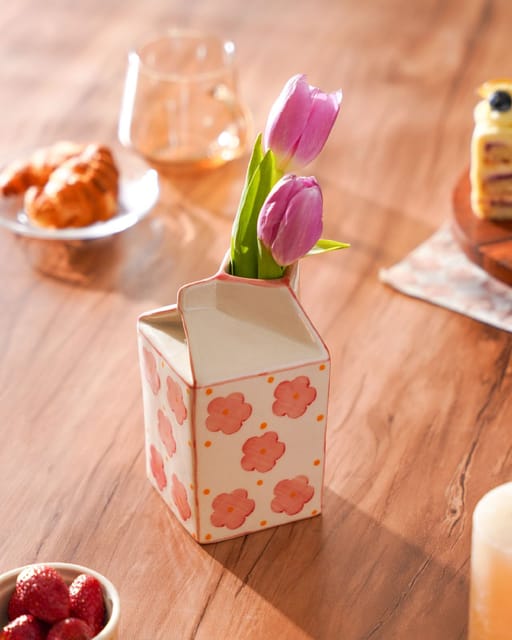 The Indian Rose - Aboli- Milk Carton Shaped Vase (or Jug!)