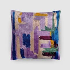 Zaina By Ctok - Lotus Chainstitch Embroidered  Cushion Cover Red & Yellow