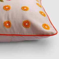 Zaina By Ctok - Dilara Aari Embroidered Cushion Cover Beige