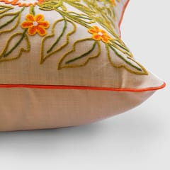 Zaina By Ctok - Gul Nilofer Aari Embroidered Cushion Cover - Cream