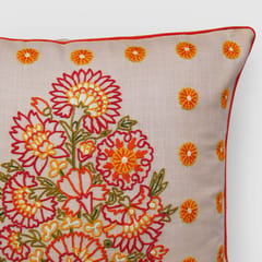 Zaina By Ctok - Dilara Aari Embroidered Cushion Cover Beige