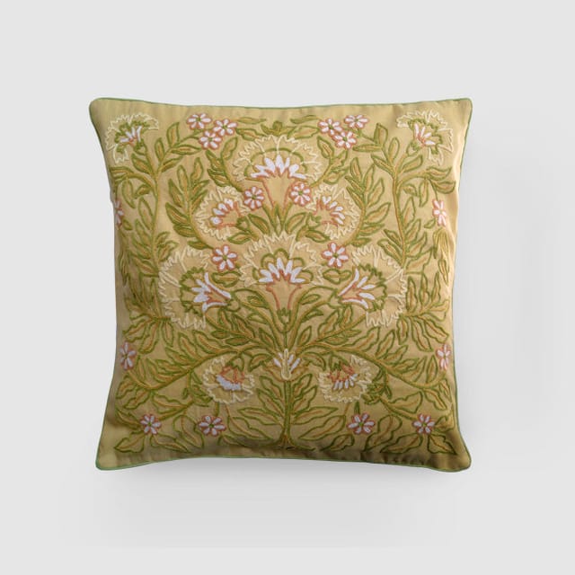 Zaina By Ctok - Gul Bahar Aari Embroidered Cushion Cover Cream