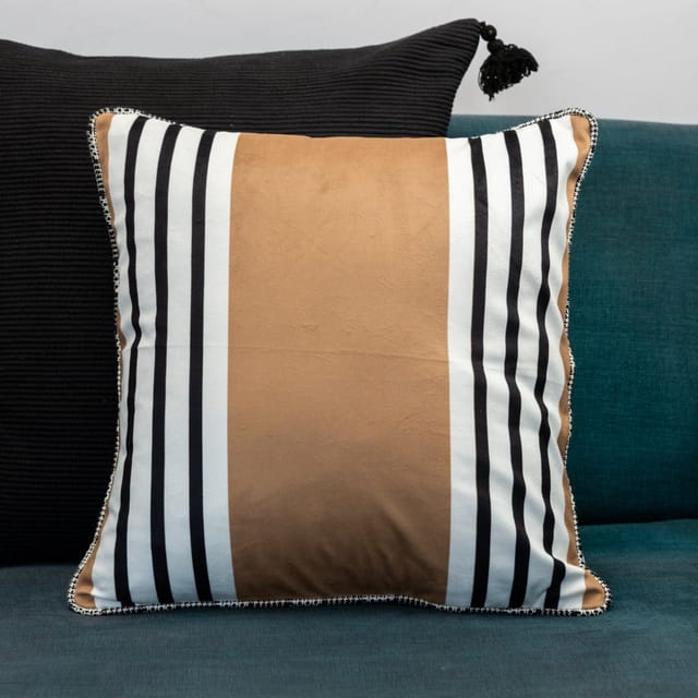 Onset Homes - Sand Serenity Striped Velvet Cushion