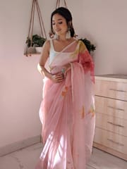 Dira By Dimple - Blush Vibe (Printed Organza Cutdana Work Saree)