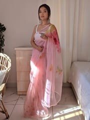 Dira By Dimple - Blush Vibe (Printed Organza Cutdana Work Saree)
