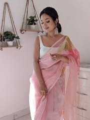 Dira By Dimple - Blush Vibe (Printed Organza Cutdana Work Saree)