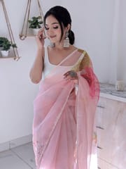 Dira By Dimple - Blush Vibe (Printed Organza Cutdana Work Saree)