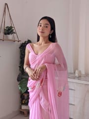 Dira By Dimple - Pink Promise (Sequins work Pink Chiffon Saree)