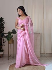 Dira By Dimple - Pink Promise (Sequins work Pink Chiffon Saree)