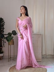 Dira By Dimple - Pink Promise (Sequins work Pink Chiffon Saree)