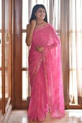 Dira By Dimple - Barred Felicity -Lehriya Saree with Gota Lace