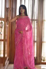 Dira By Dimple - Barred Felicity -Lehriya Saree with Gota Lace