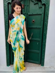 Dira By Dimple - Shibori Printed Chiffon Saree