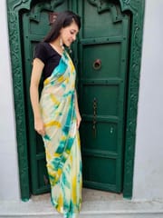 Dira By Dimple - Shibori Printed Chiffon Saree