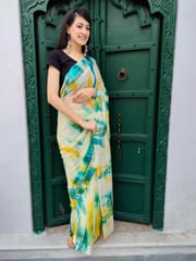 Dira By Dimple - Shibori Printed Chiffon Saree