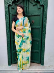 Dira By Dimple - Shibori Printed Chiffon Saree