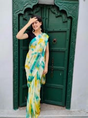 Dira By Dimple - Shibori Printed Chiffon Saree