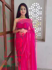 Dira By Dimple - Rebellious Rose (Rani Handwork Chiffon Saree)