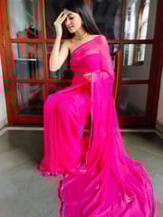 Dira By Dimple - Rebellious Rose (Rani Handwork Chiffon Saree)