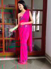 Dira By Dimple - Rebellious Rose (Rani Handwork Chiffon Saree)