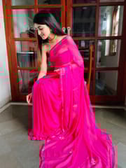 Dira By Dimple - Rebellious Rose (Rani Handwork Chiffon Saree)