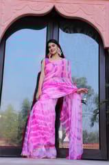 Dira By Dimple - Pink Chiffon Saree with Zari Border